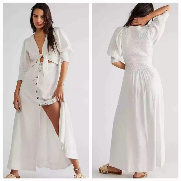 Free People String Of Hearts Maxi Dress Size Medium White - Picture 2 of 8